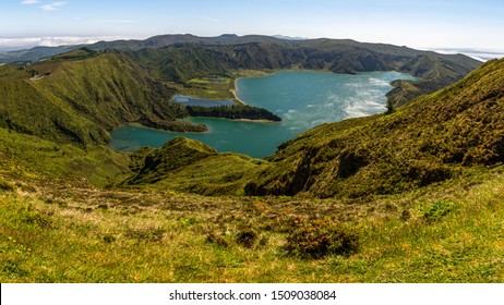 Lagoon That Occupies Ancient Volcanic Crater, Azores