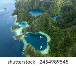 Lagoons and Barracuda Lake with splendid limestone rock formation. Coron, Palawan. Philippines.