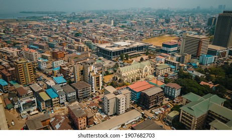 Lagos Island, Lagos Nigeria - January 28, 2021: Ikoyi, Ikoyi Link Bridge, Lekki, and Lagos Island street view. 
