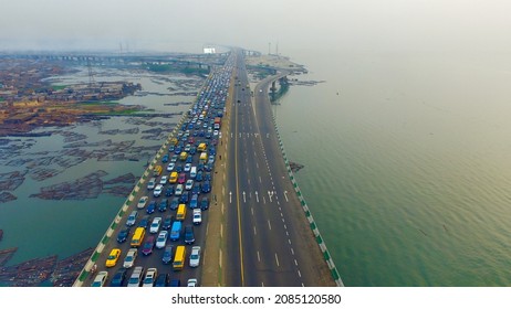Lagos, Nigeria. 16th March, 2020.
Traffic Jam On The 3rd Mainland Bridge.