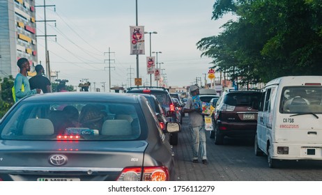 LAGOS, NIGERIA - JUNE 12, 2020: Activities In Lagos Traffic