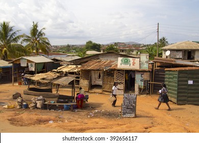 LAGOS, NIGERIA - MAY 11, 2012: People Around A Poor Zone In The City Of Lagos, One Of The Fastest Growing Cities In Africa, In Nigeria, On May 11, 2012