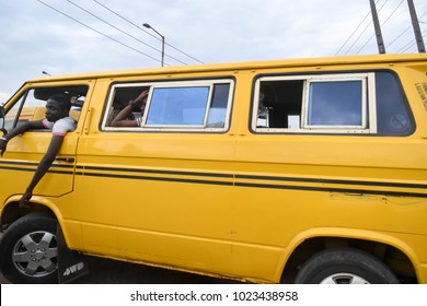 Lagos, Nigeria - October 26, 2017: Commercial Bus Known As Danfo In Lagos, Nigeria