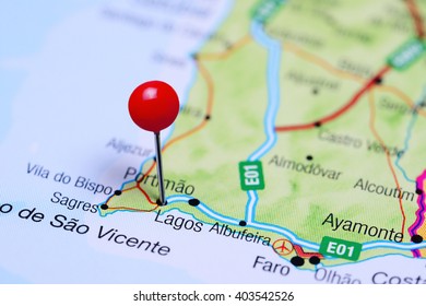 Lagos Pinned On A Map Of Portugal
