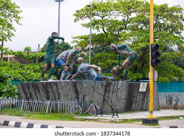 Lagos/Nigeria - October 17 2020: In Front Of Teslim Balogun Stadium In Surulere Lagos.