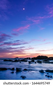 Laguna Beach California At Night Complete With Moon