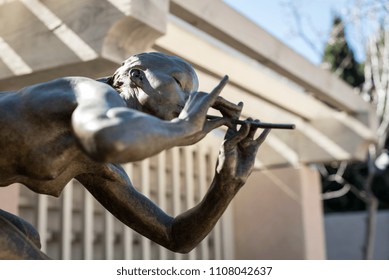 Laguna Beach, California, United States / March 2018: Flutist Of Richard Mac Donald At The Sculpture Garden Dawson Cole 