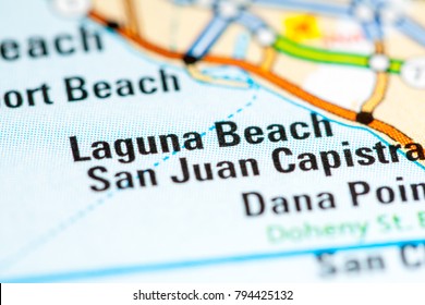 Laguna Beach. California. USA On A Map