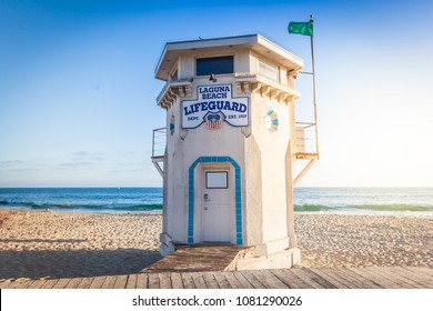 Laguna Beach Lifeguard Tower In Sunset Light