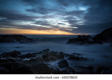 Laguna Beach Rock Formation At Night