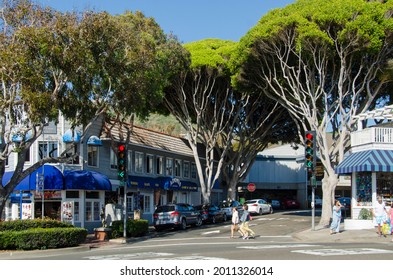 Laguna Beach, USA - July 2019: Quiet Street In Laguna Beach, California