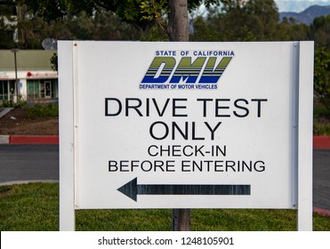 Laguna Hills, CA / USA - 12/3/2018: DMV Drive Test Location