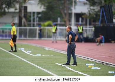 Laguna-Philippine-5dec2019:Park Hang Seo Head Coach Of Vietnam During SEAGAMES 2019 Between Thailand Against Vietnam At Binan Football Stadium,philippine