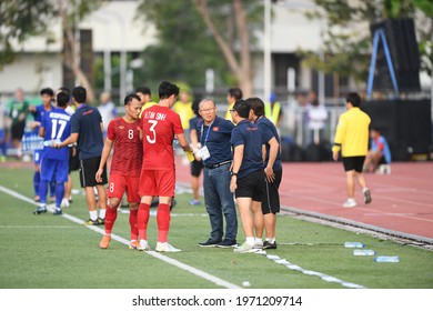 Laguna-Philippine-5dec2019:Park Hang Seo Head Coach Of Vietnam During SEAGAMES 2019 Between Thailand Against Vietnam At Binan Football Stadium,philippine