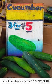 LAHAINA, HI -31 MAR 2018- Colorful  Fruit And Vegetable Labels At A Road Stand Produce Market In Maui, Hawaii.