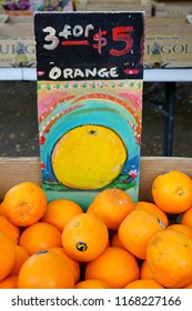 LAHAINA, HI -31 MAR 2018- Colorful  Fruit And Vegetable Labels At A Road Stand Produce Market In Maui, Hawaii.