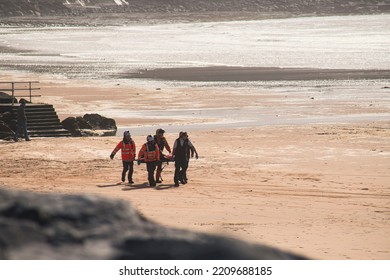 Lahinch, Ireland  OCTOBER 1 2022: Irish Coast Guard, Beach Rescue Mission.