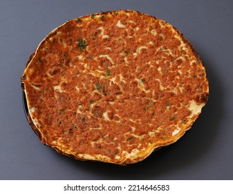 Lahmajoun - A Minced Meat Dish On A Flatbread. Shallow Depth Of Field	