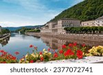 Lahn riverside at famous spa resort Bad Ems in Rhineland-Palatinate, Germany