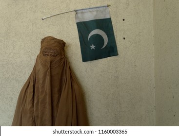 Lahore, Pakistan, December 8, 2017:Muslim Woman Wearing A Burka.