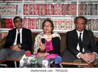 LAHORE, PAKISTAN - FEB 10: Supreme Court Bar Association (SCBA) President, Asma Jahangir Gestures During Press Conference At Her Office On February 10, 2011 In Lahore.