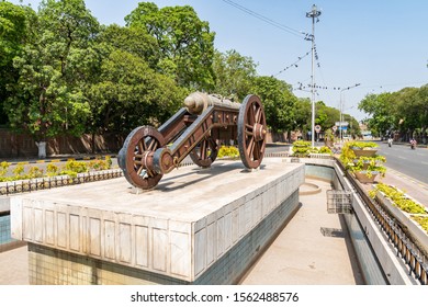 LAHORE, PAKISTAN - JUNE 2019: Zamzama Gun Picturesque Breathtaking View Of The Monument On A Sunny Blue Sky Day