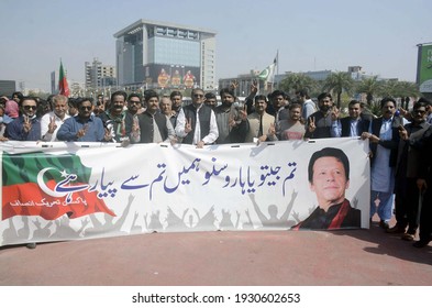 LAHORE, PAKISTAN - MAR 06: Tehreek-e-Insaf (PTI) Are Holding Celebration Demonstration After Prime Minister Imran Khan Securing A Trust Vote In The National Assembly, On March 06, 2021 In Lahore. 