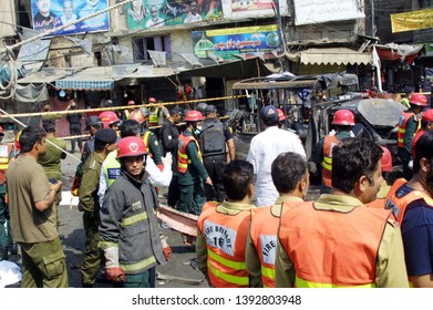 LAHORE, PAKISTAN - MAY 08: Views Of Venue After Bomb Blast Occurred Outside Data Darbar On May 08, 2019 In Lahore. At Least Eight People With Police Man Were Killed And 26 Others Injured In Blast.   
