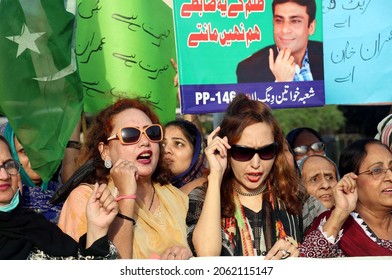 LAHORE, PAKISTAN - OCT 22: Leaders And Activists Of Pakistan Democratic Movement (PDM) Are Holding Protest Rally Against Price Hiking And Unemployment, On October 22, 2021 In Lahore.