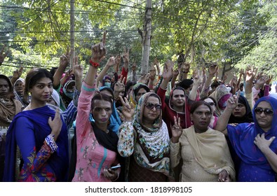 LAHORE, PAKISTAN - SEP 21: Members Of Transgender Community Are Holding Protest 
Demonstration Against High Handedness Of Punjab Police, At Press Club On September 21, 2020 In Lahore.
