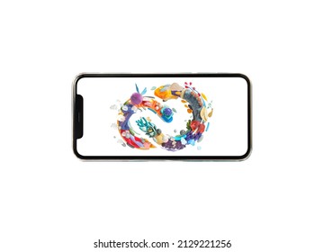 Lahore, Punjab, Pakistan February 25 2022 | Smart phone with the Adobe Creative Cloud logo, is an Adobe Systems service that gives users access to software  3d Adobe Creative Cloud Modified logo, 