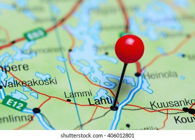 Lahti Pinned On A Map Of Finland
