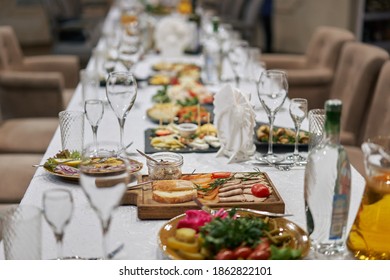 The Laid Table For A Buffet Table. Tasty Food.