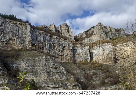 Lakatnik limestone rocks by Iskar river gorge in Balkan mountain