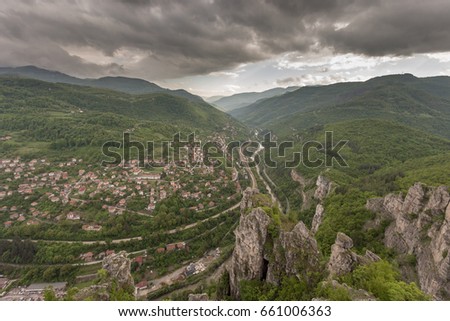 Lakatnik limestone rocks by Iskar river gorge in Balkan mountain