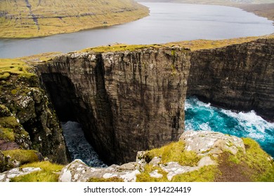 The Lake Above The Sea In Vágar Feroe Islands