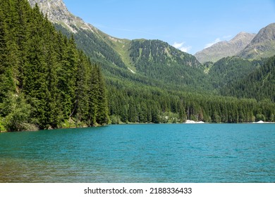 Lake Antholz (antholzer See), a crystal clear mountain lake in the community  of Rasen-Antholz (ital.: Rasun di Sotto)