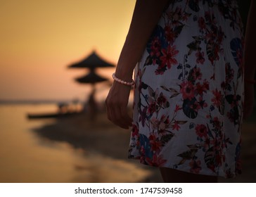 Lake Balaton. Woman, Sunset, Perl 