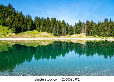 Lake of Balme and Mountain landscape in La Clusaz, Haute-savoie, France