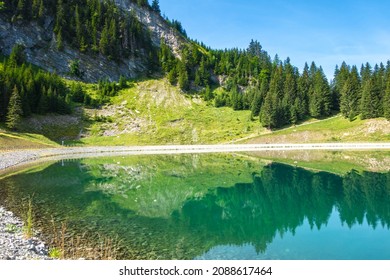 Lake of Balme and Mountain landscape in La Clusaz, Haute-savoie, France