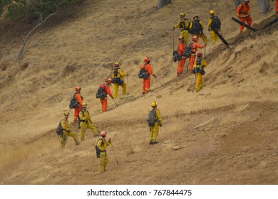 Lake Berryessa California/USA - 6/27/2015: Cal Fire Fire Fighters Fighting Wild Fires 