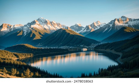 Lake Between Forests And Mountains - Powered by Shutterstock