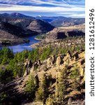 Lake Billie Chinook and balancing rocks in Deschutes National Forest, central Oregon