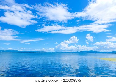 Lake Biwa and blue sky in Shiga Prefecture