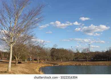 Lake And Blue Sky On Dalton GA USA 1/4/2018