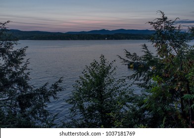 Lake Bomoseen Landscape During Blue Hour Sunset