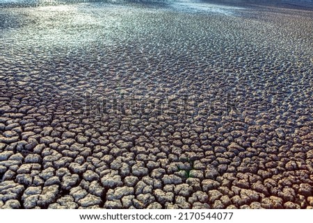 Lake bottom cracks . Nature after climate change 
