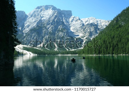 Similar – Braies Wild Lake Alps