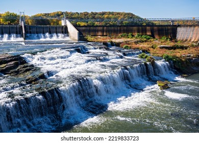 lake byllesby hydroelectric dam and spillway into cannon river near cannon falls minnesota