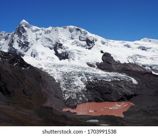 Lake Chocolate And Ausangate Mountain, In The Vilcanota Mountain Range. Andes Of Peru.